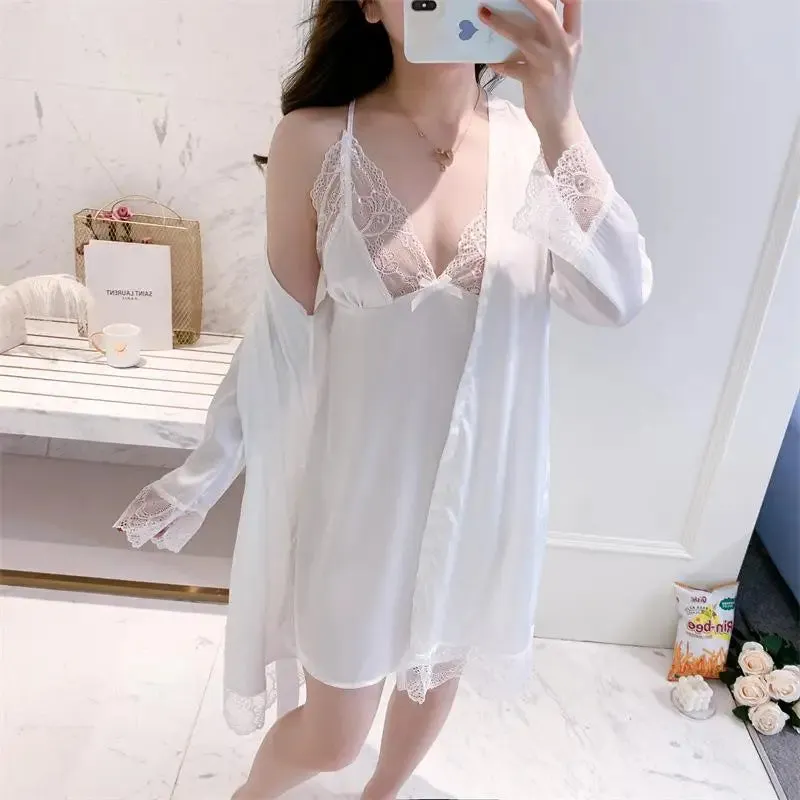 2 Pcs Satin Nightgown for Wedding