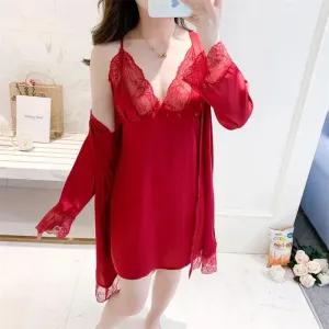 2 Pcs Satin Nightgown for Wedding