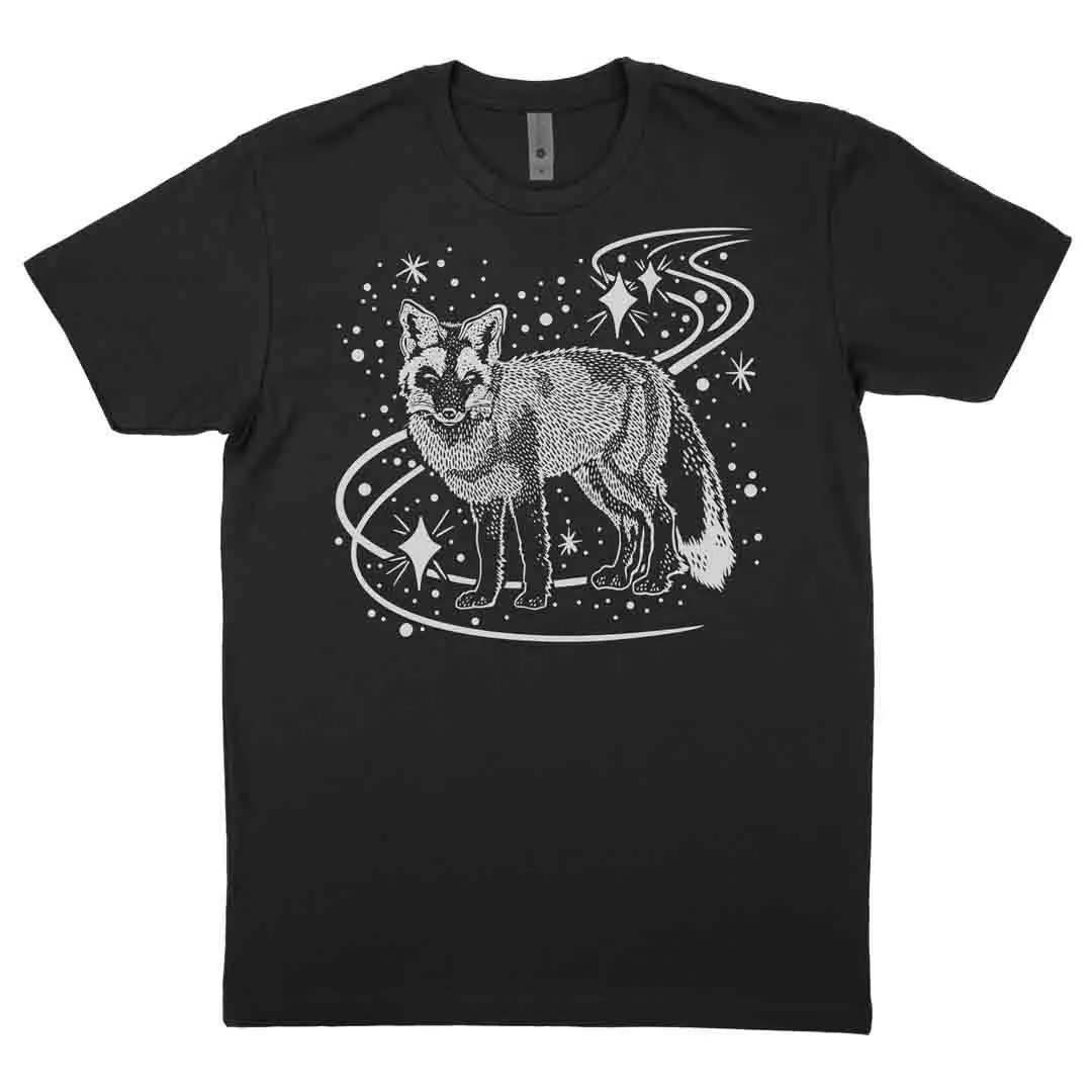 (20% Off) Adult Crew Neck* - Cosmic Fox Charcoal Grey Tee (XS - 2X) by Starfangled Press