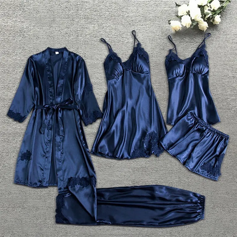 3- Piece Satin Lace Sleepwear Set