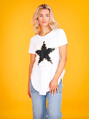 Auburn Black Star Longline T Shirt