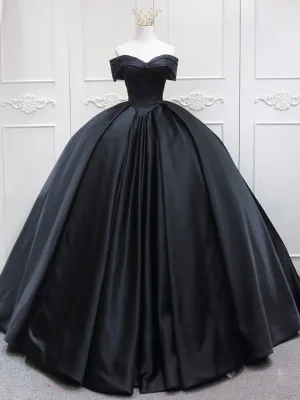 Black Masquerade Ball Gown Off The Shoulder Satin Quinceanera Dress Sweet 16 Dress