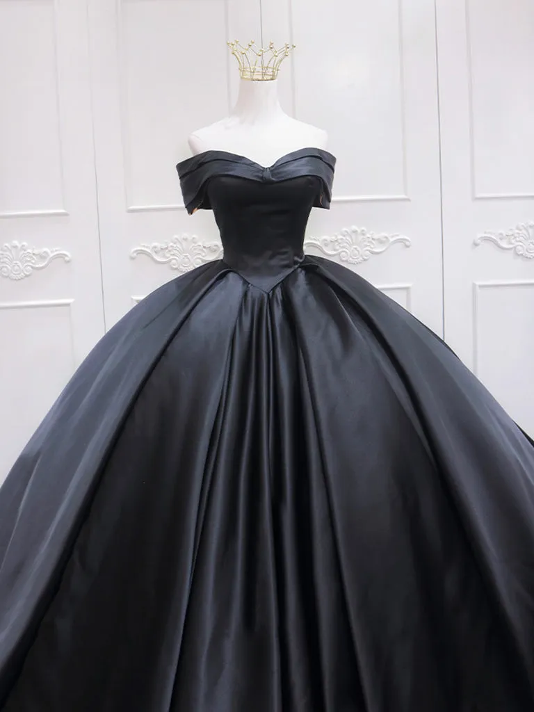 Black Masquerade Ball Gown Off The Shoulder Satin Quinceanera Dress Sweet 16 Dress
