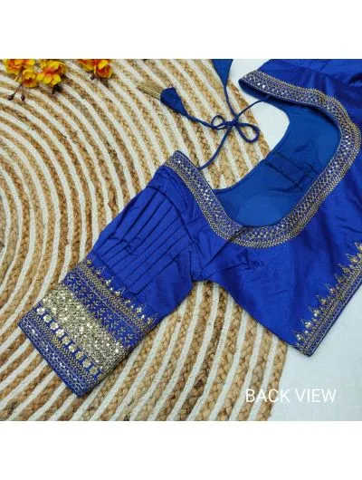 Blue Silk Bridal Readymade Blouse UK Next Day