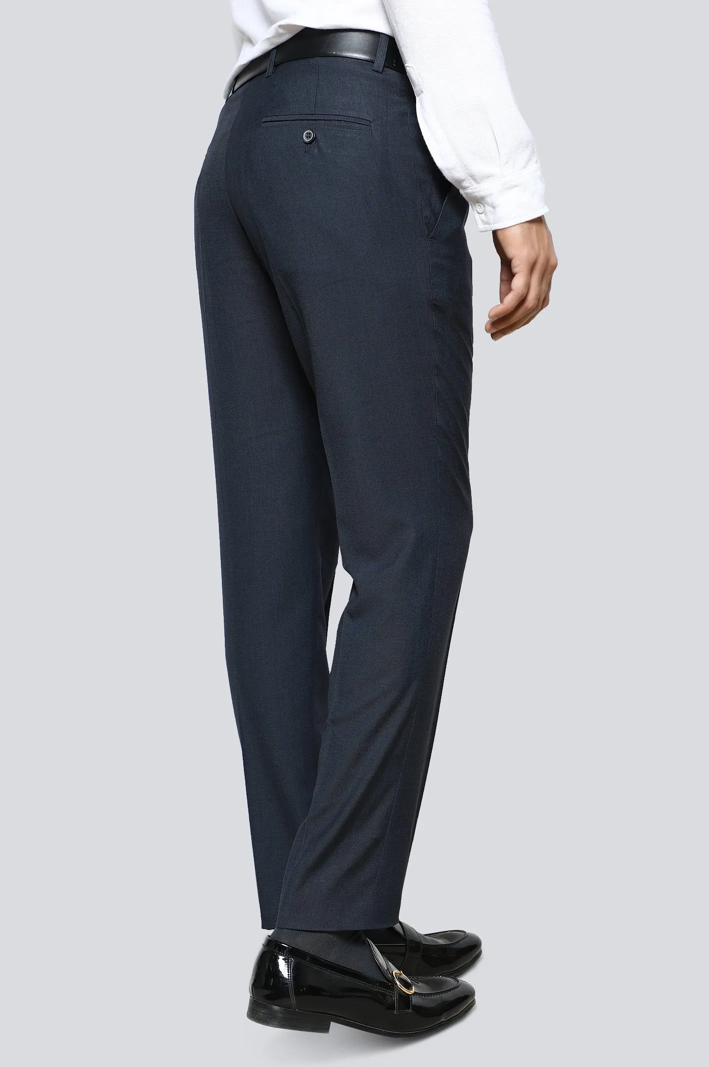 Blue Wash & Wear Regular Fit Trouser