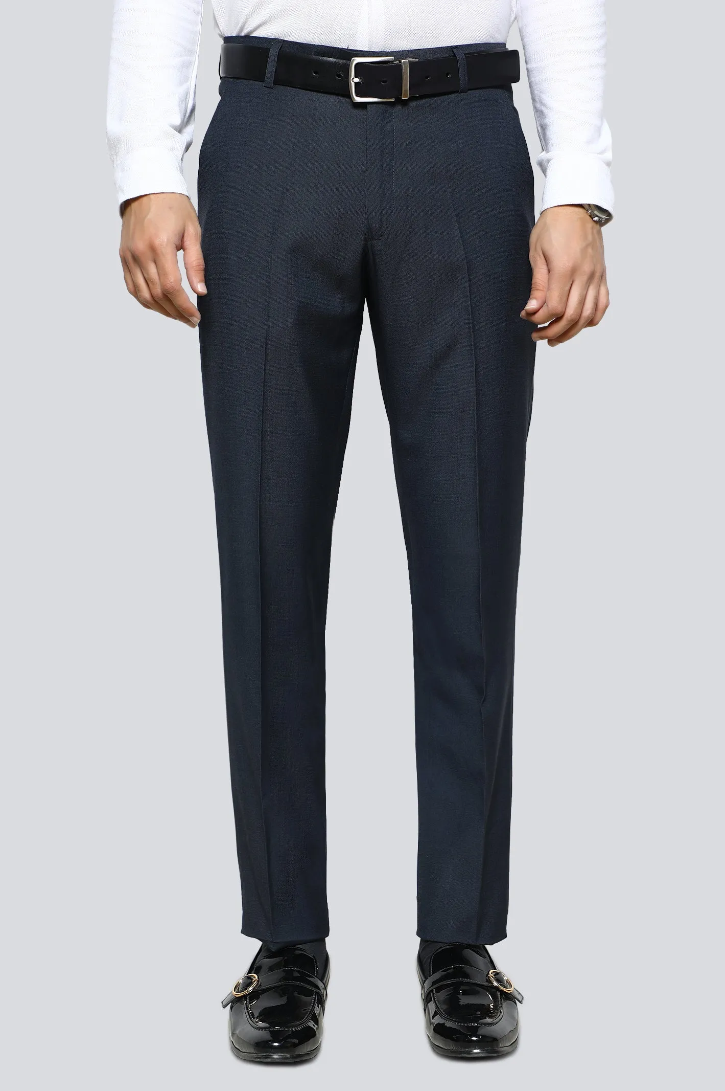 Blue Wash & Wear Regular Fit Trouser