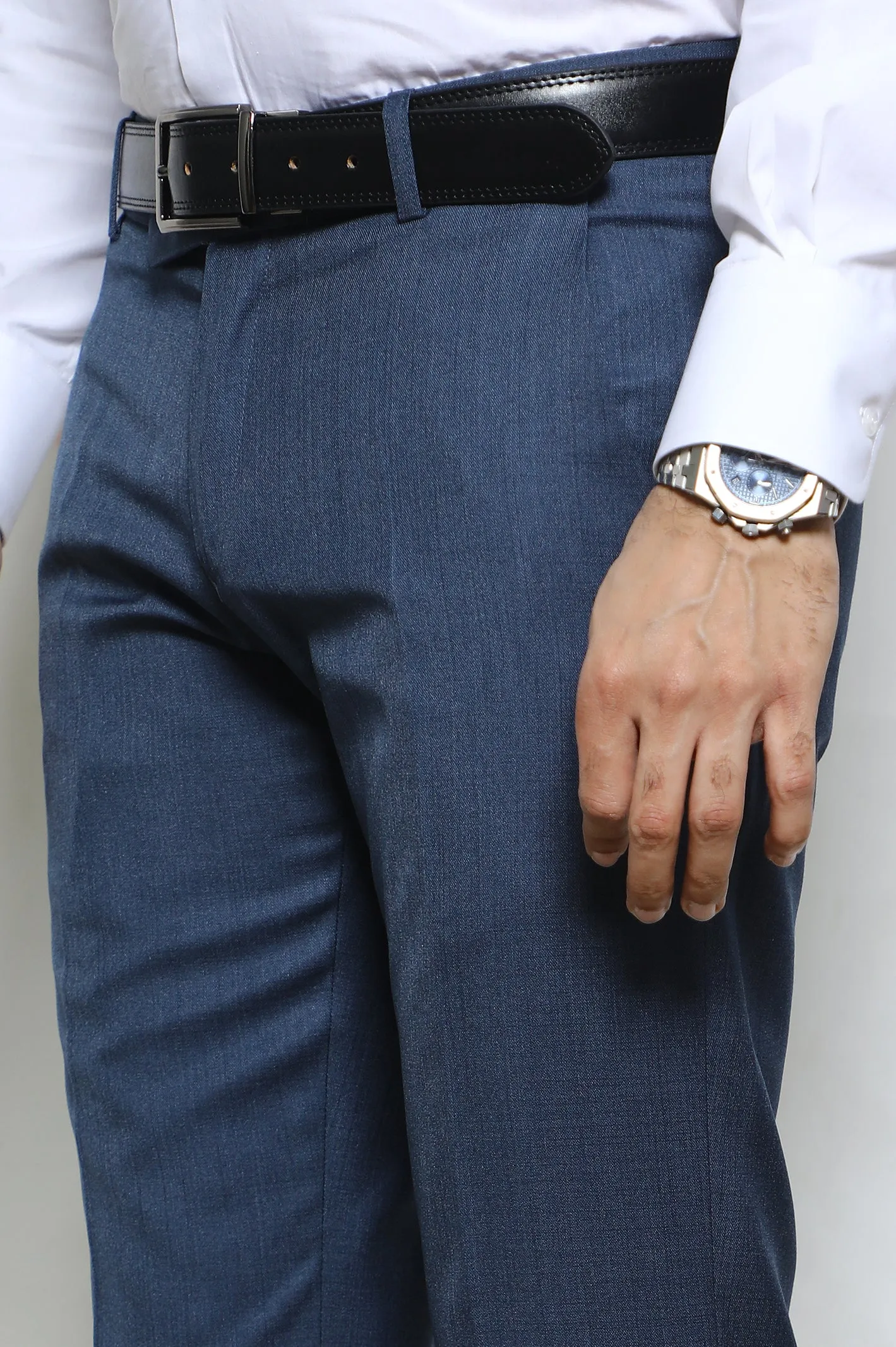 Blue Wash & Wear Smart Fit Trouser