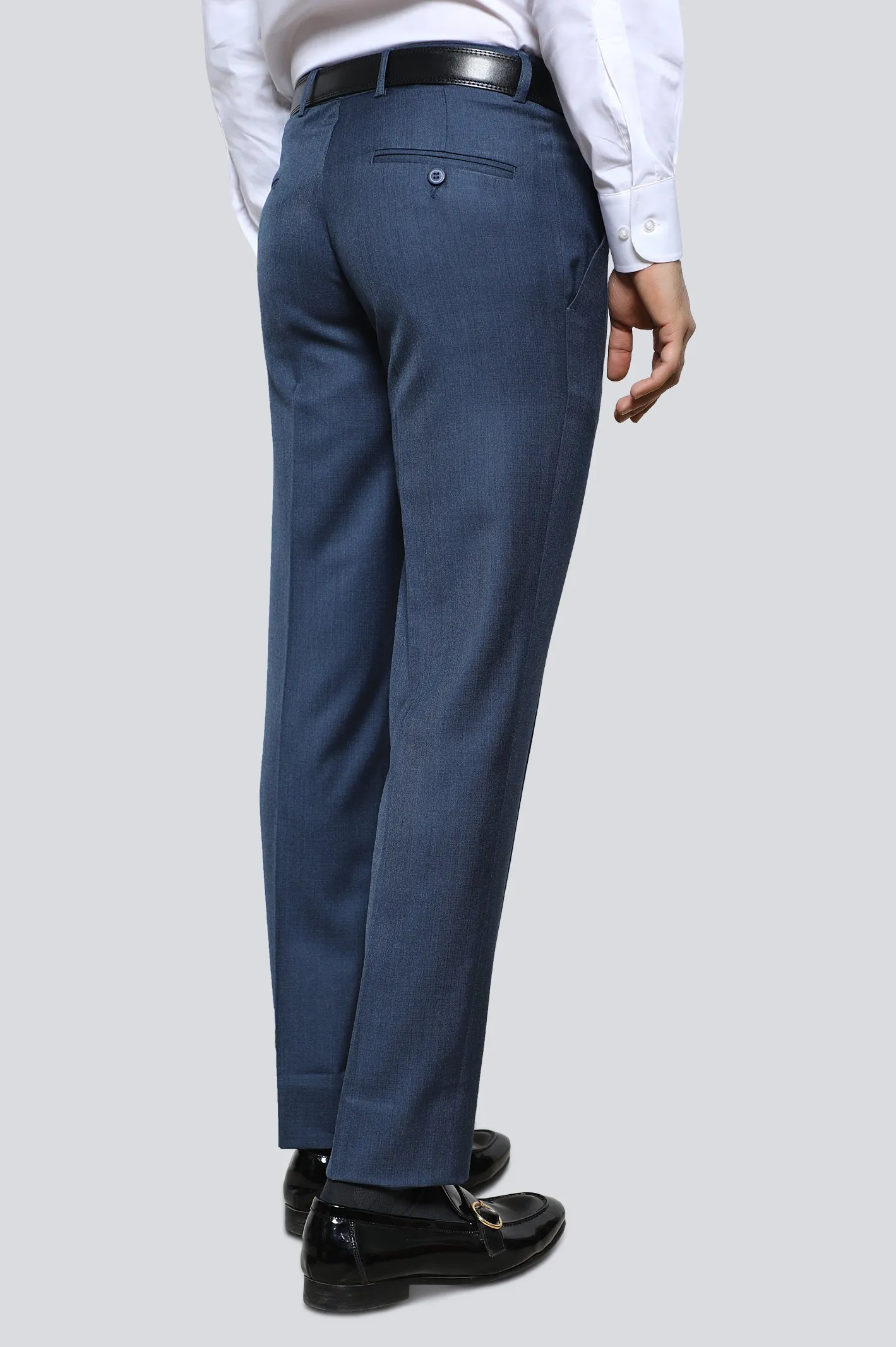 Blue Wash & Wear Smart Fit Trouser