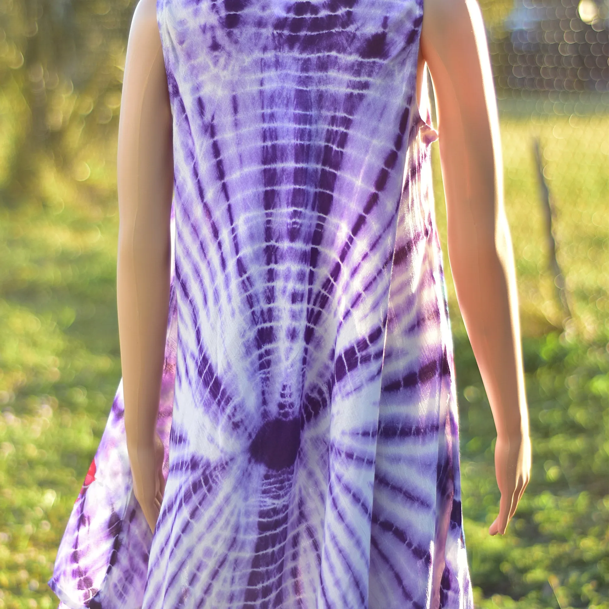 Bohemian Tie-Dye Hand Painted Floral Sleeveless Summer Sun Dress