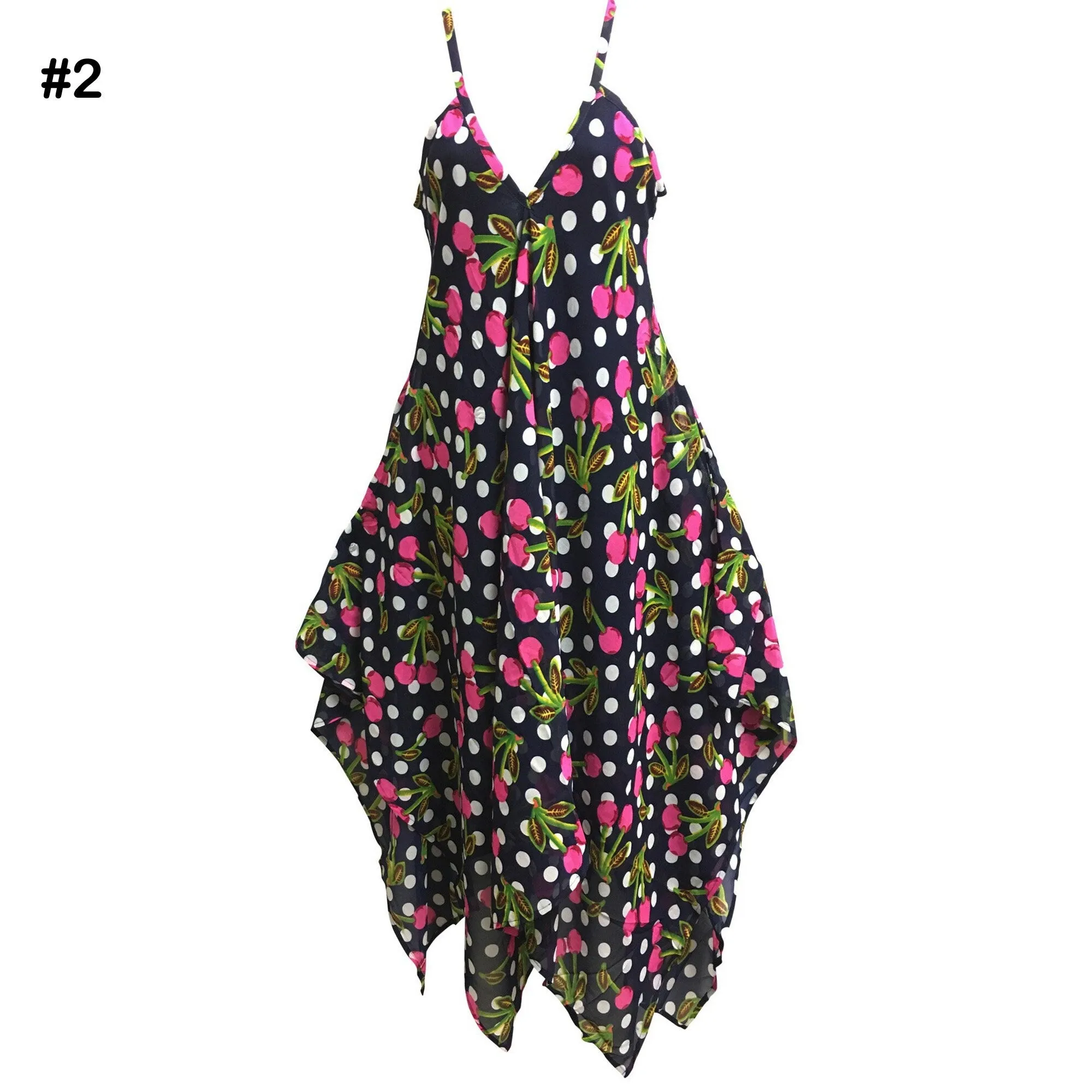 Bohemian V-Neck Chiffon Floral Geometric Print Long Sundress Shark bite Hem Dress Spaghetti Strap Dress Plus Size Dress
