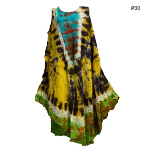Boho Women's Plus Size Hand Tie Dye Two Pocket Caftan Patio House Dress Sundress