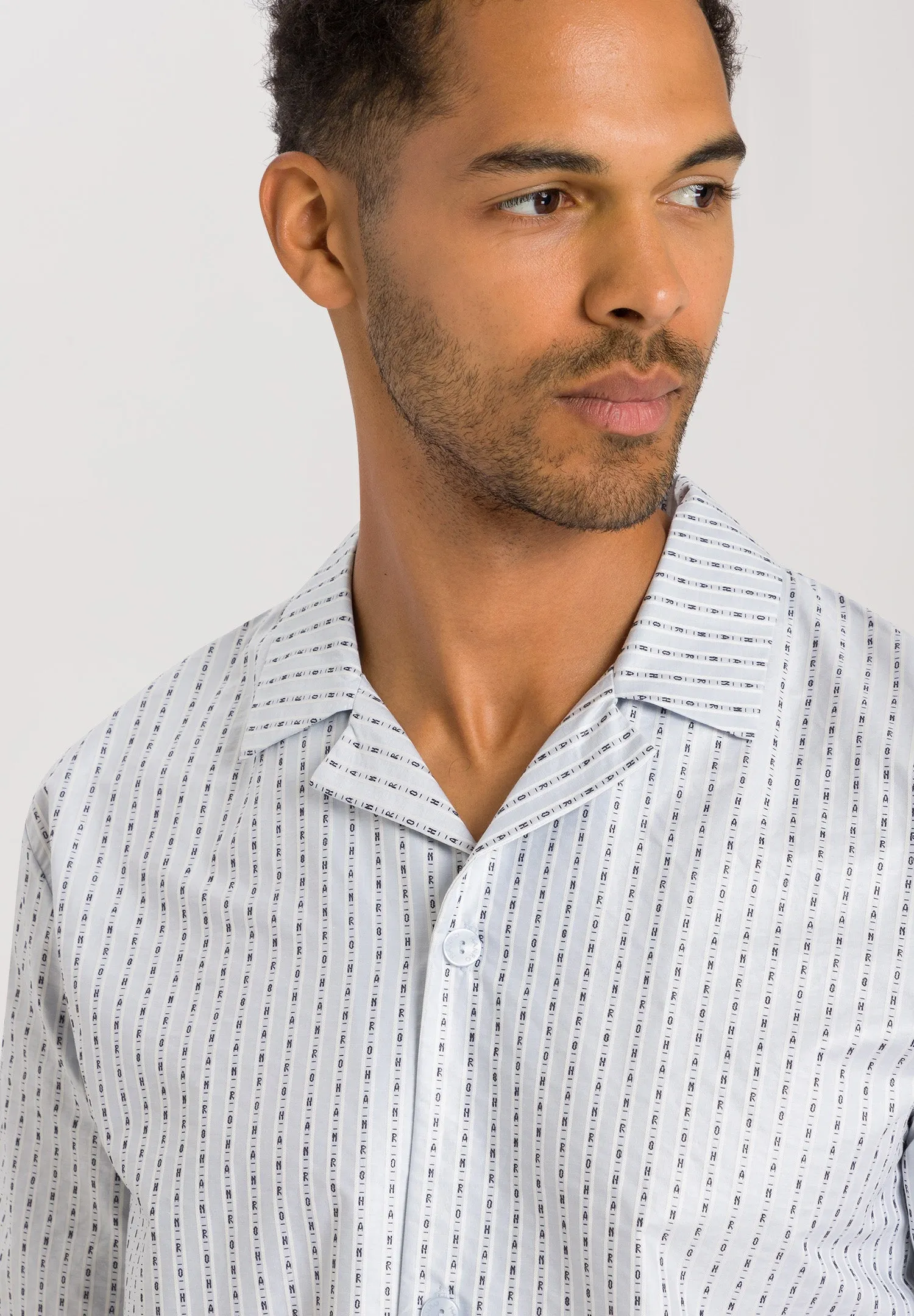 Carl Button Front Cotton Pajama Set | Hanro Stripe 75766-2874