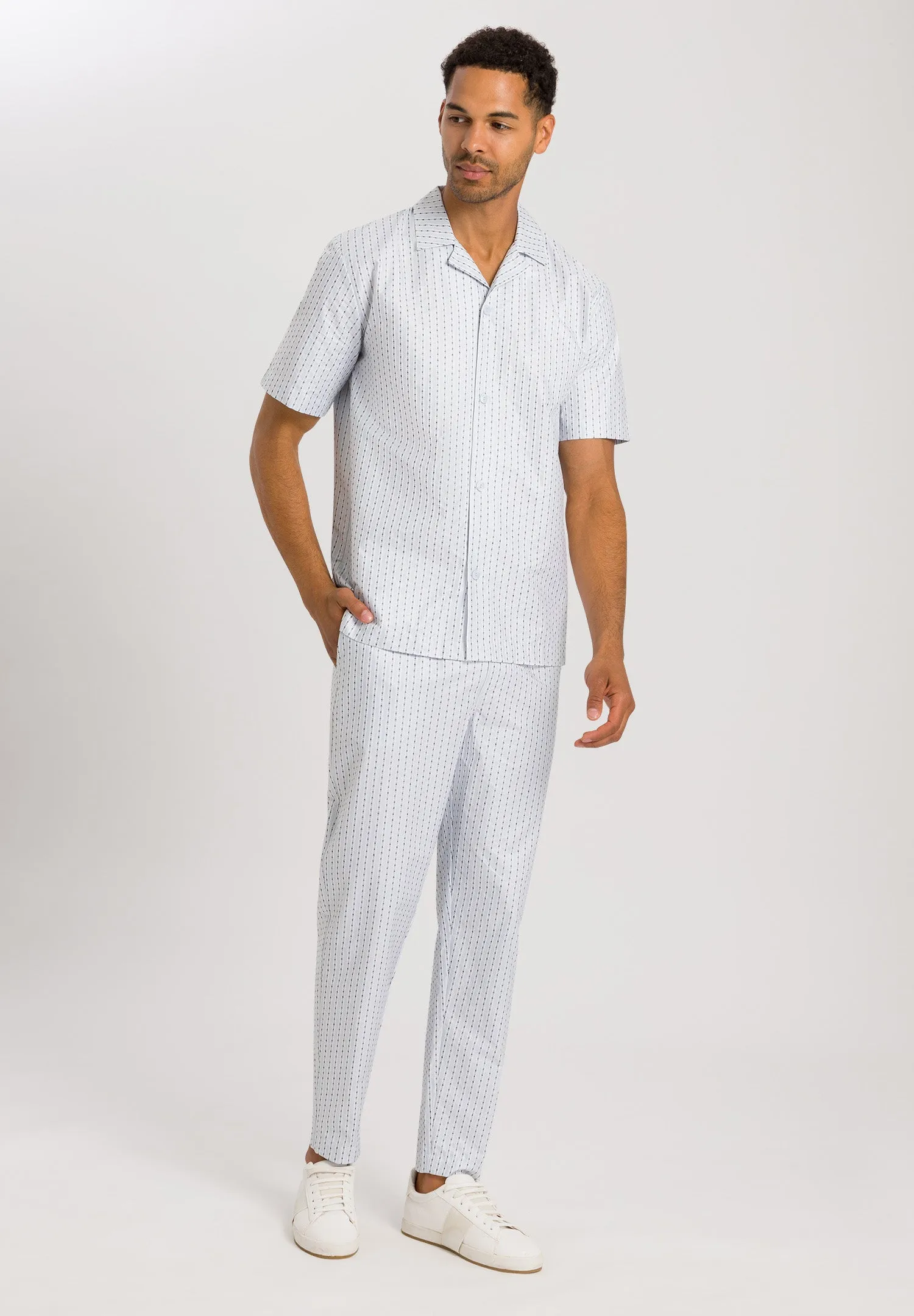 Carl Button Front Cotton Pajama Set | Hanro Stripe 75766-2874