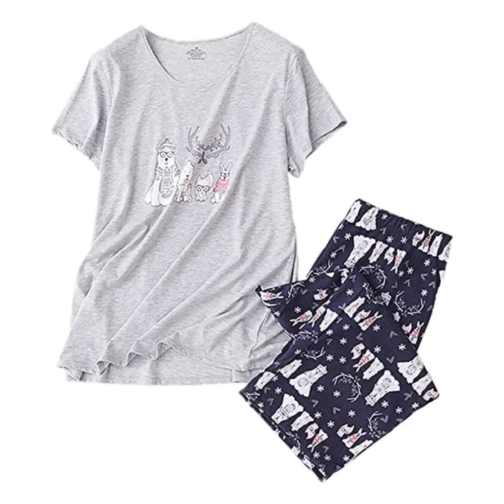 Casual Printed Tops And Pants For Women