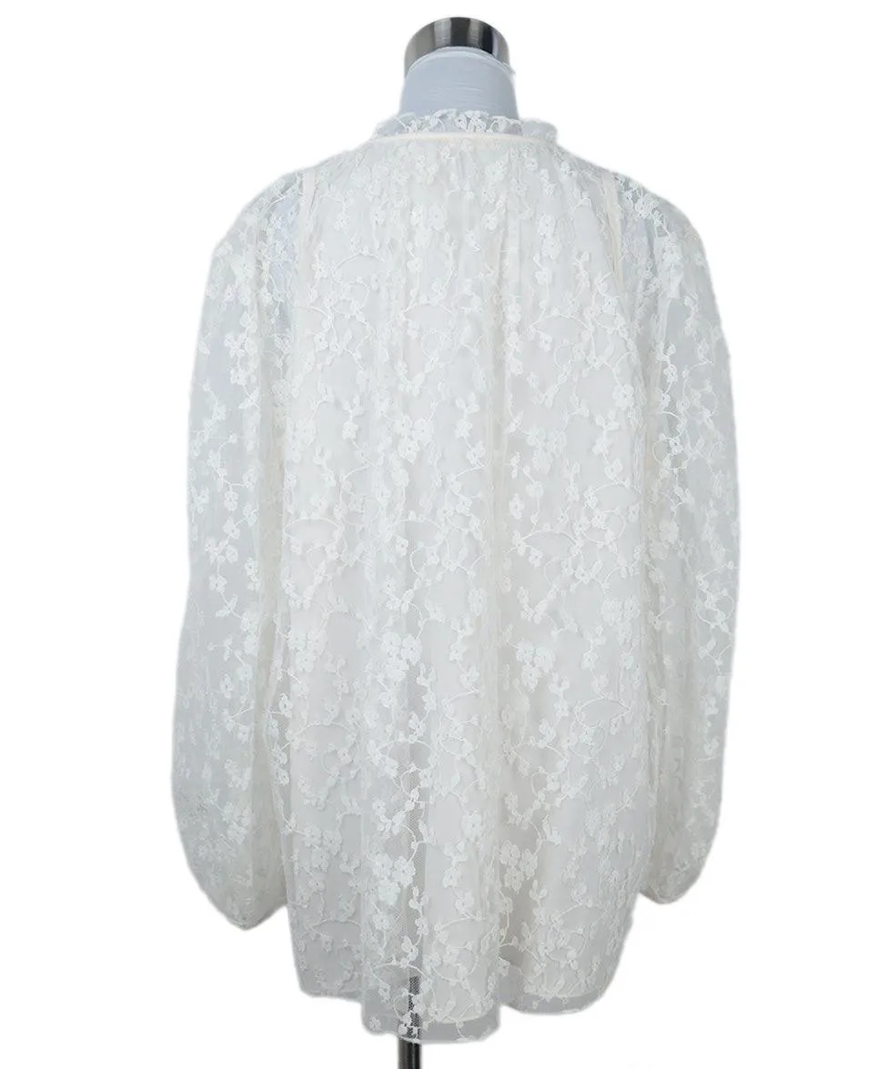 Chloe White Silk Lace Blouse sz 10