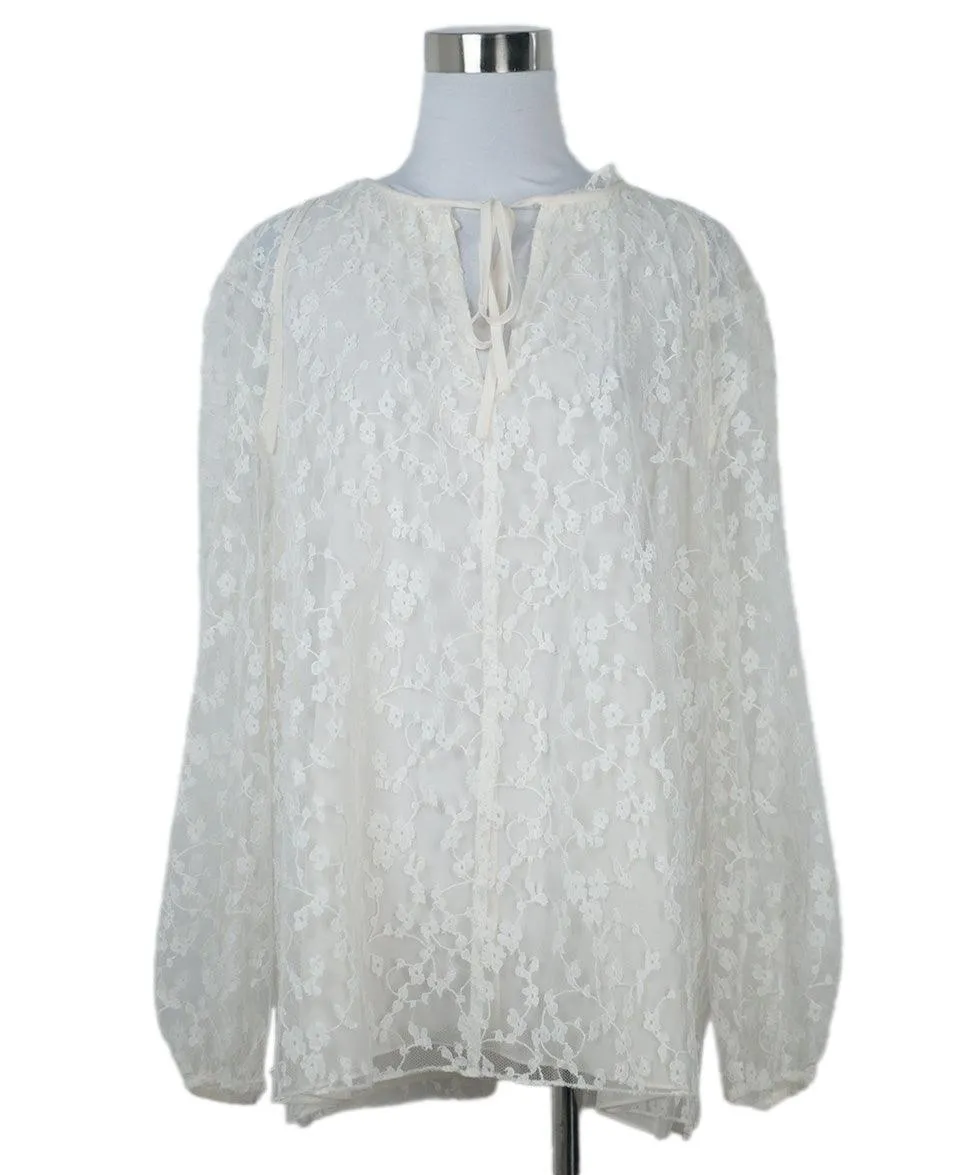 Chloe White Silk Lace Blouse sz 10