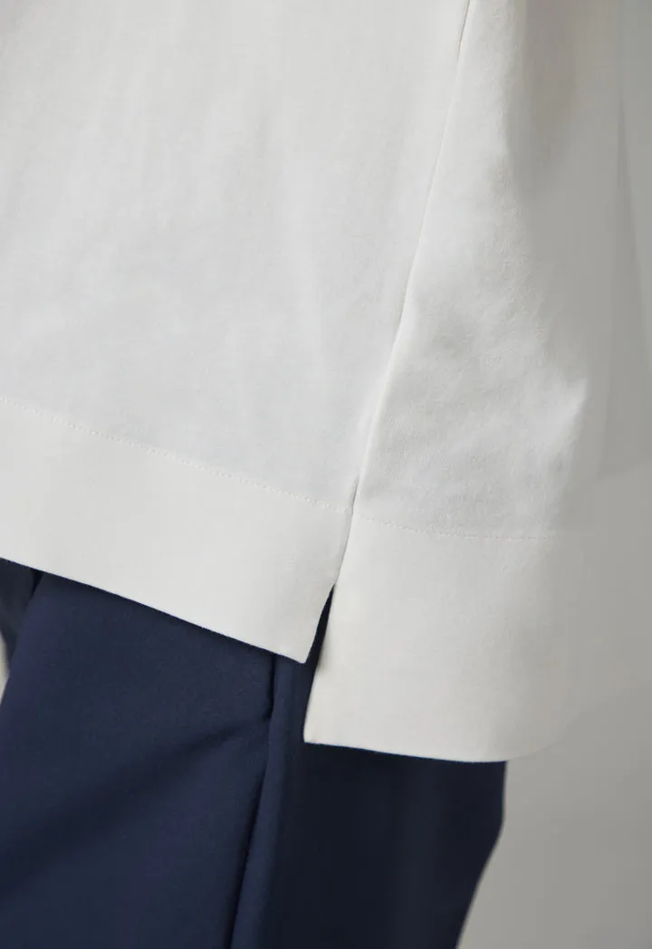 Choice Solid Short Sleeves Blouse Off White