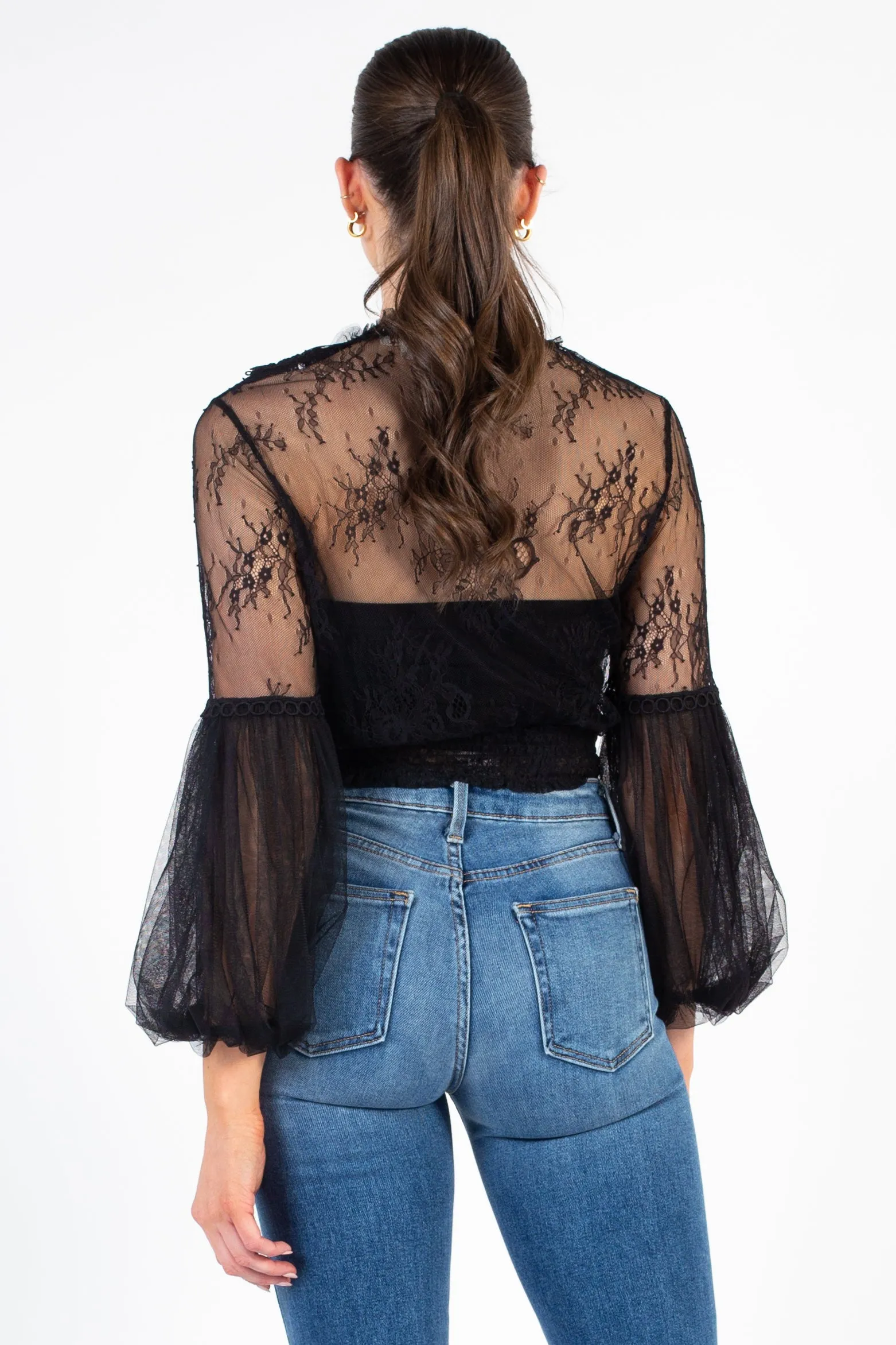 Clara Mesh Lace Crop Blouse