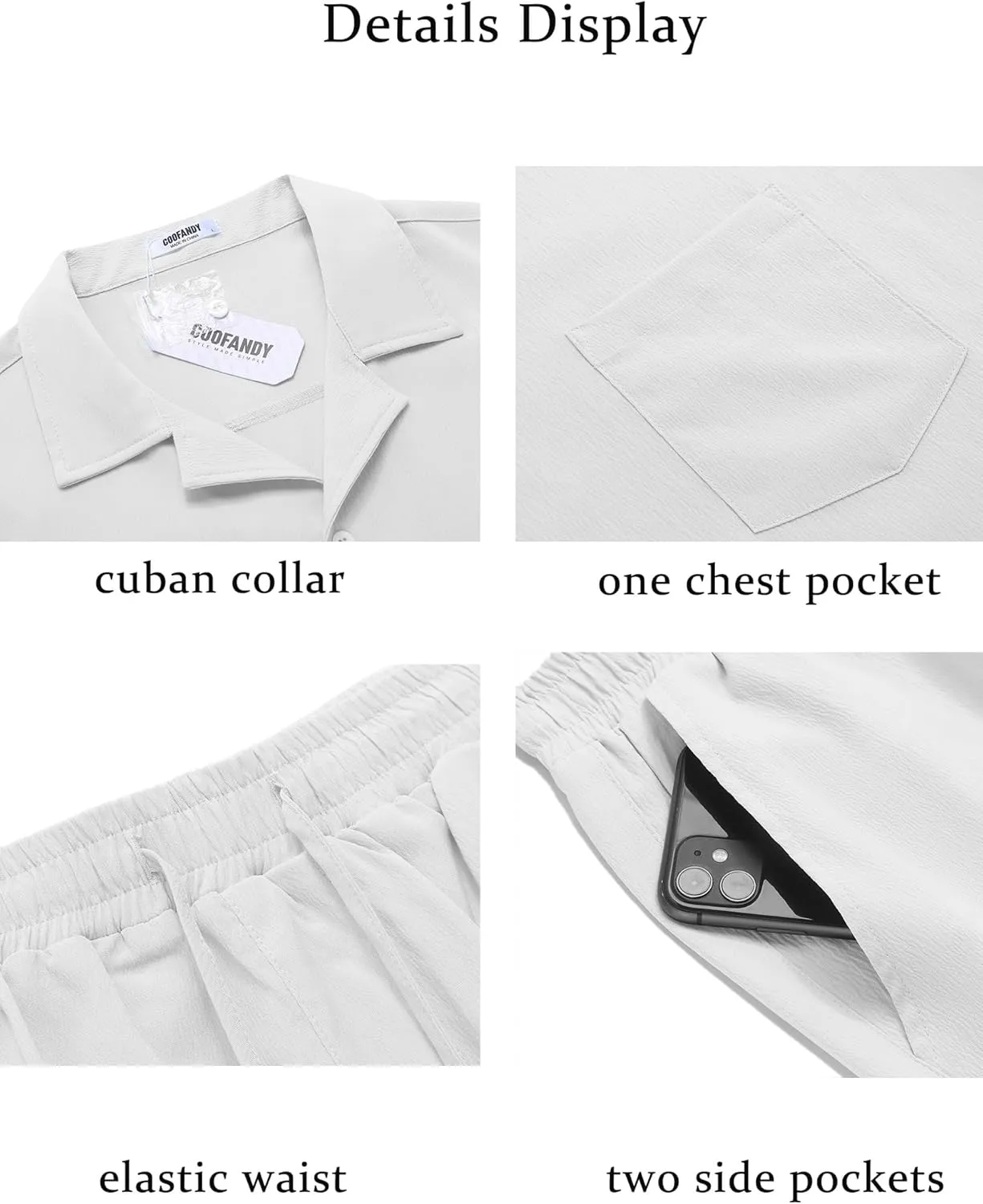 COOFANDY Mens Short Sets 2 Piece Summer Beach Outfits Short Sleeve Shirts and Shorts Sets for Men