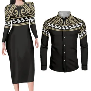 Couples Swag Black Matching Apparel Bodycon Dress and Shirt Engagement Outfits