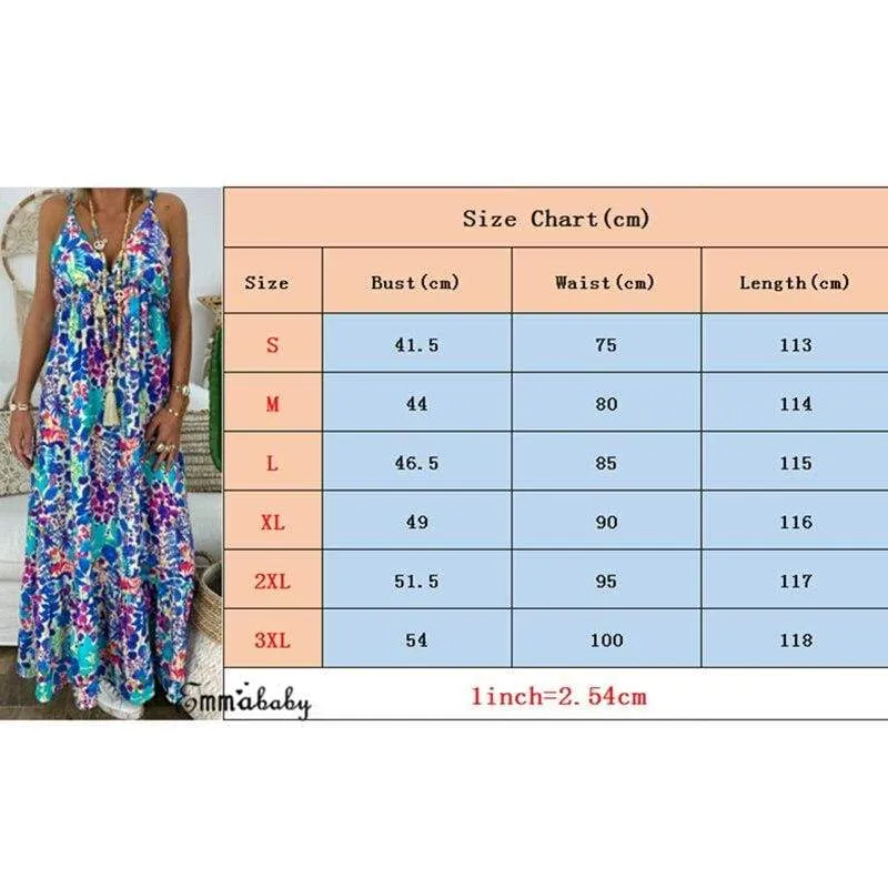 FashionSierra - New Women Summer Beach Strappy V-neck Dress Fashion Ladies Boho Floral Sundress Holiday Beach Sundress Clothes