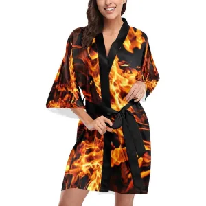 Fire flames Short Sleeve Kimono bathrobe,sleepwear,halloween,partywear,Gift For Her/Girlfriend/Aunt/Mom/Birthday/Valentine/Graduation