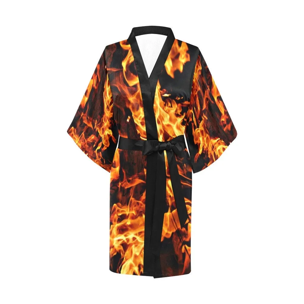 Fire flames Short Sleeve Kimono bathrobe,sleepwear,halloween,partywear,Gift For Her/Girlfriend/Aunt/Mom/Birthday/Valentine/Graduation