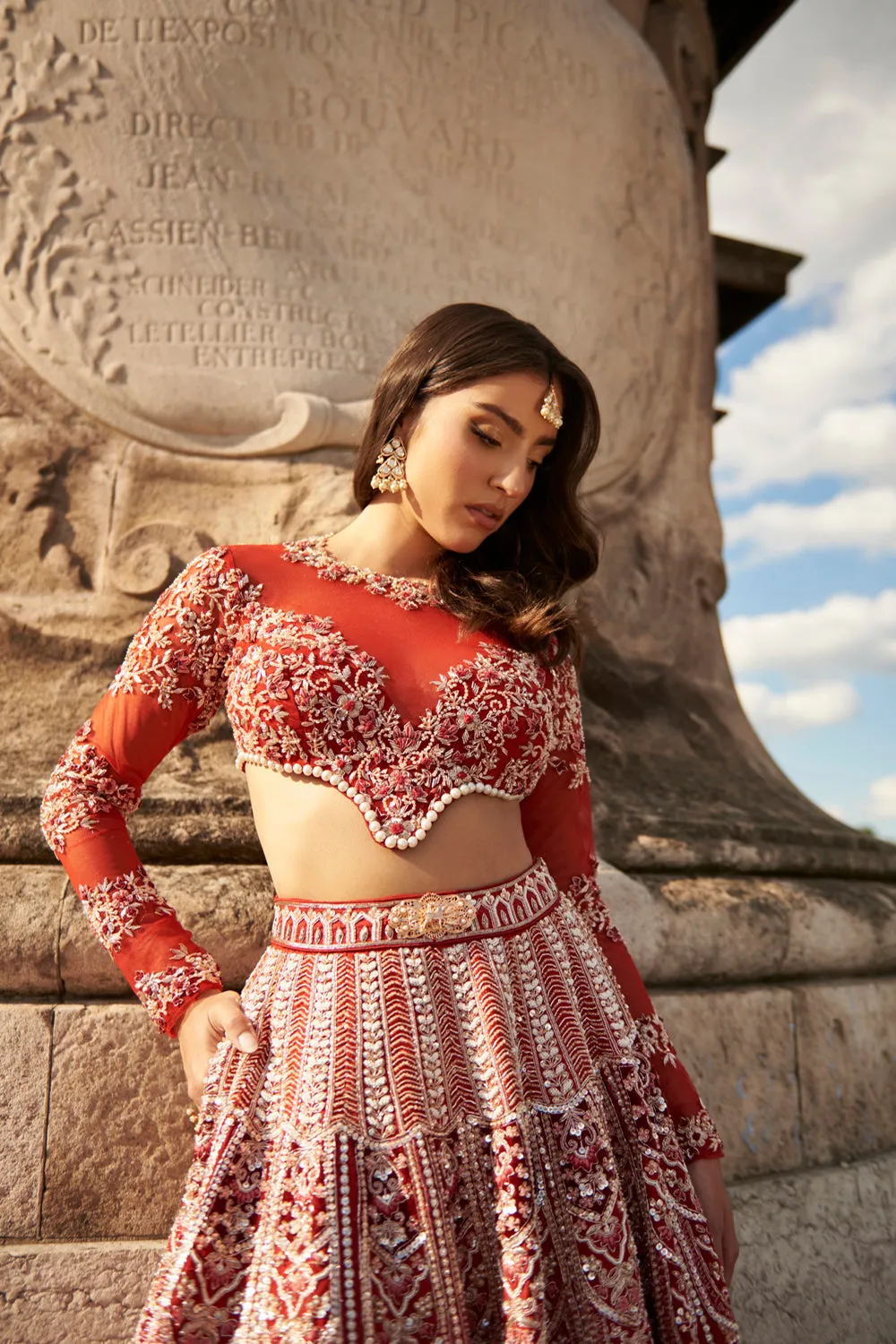 Full Sleeve- Red Lehenga Set