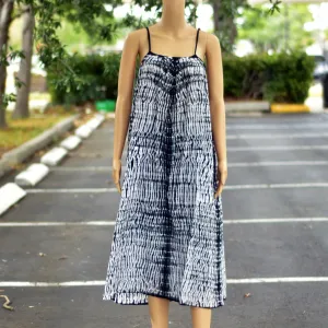 Gauze Cotton Shibori Tie-dye Spaghetti Strap Casual Summer boho Long Dress with Pockets Womens Plus Size Dress