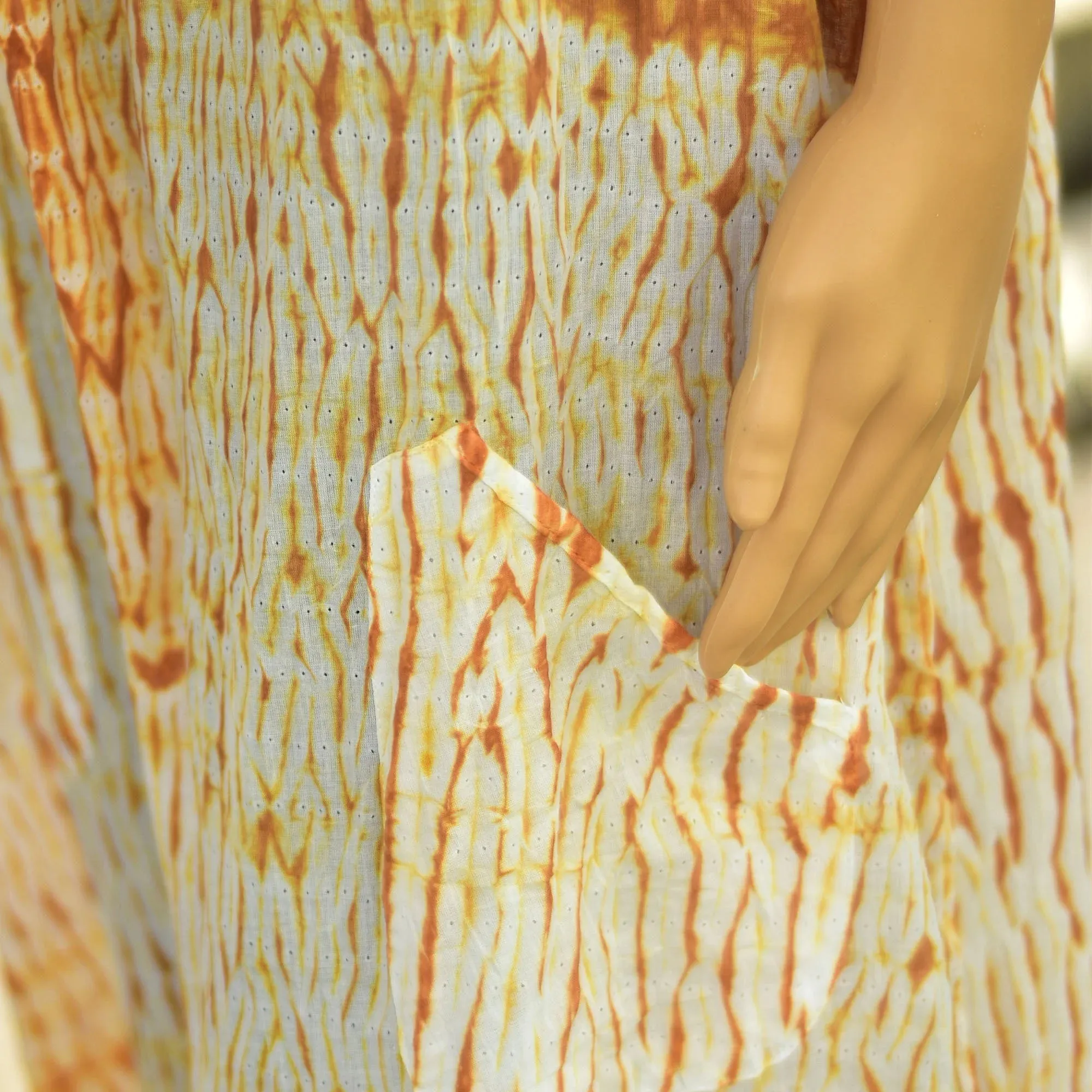 Gauze Cotton Shibori Tie-dye Spaghetti Strap Casual Summer boho Long Dress with Pockets Womens Plus Size Dress
