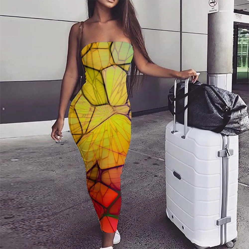 Geometric Dress Women Psychedelic 3d Print Vortex sleeveless Network Sundress