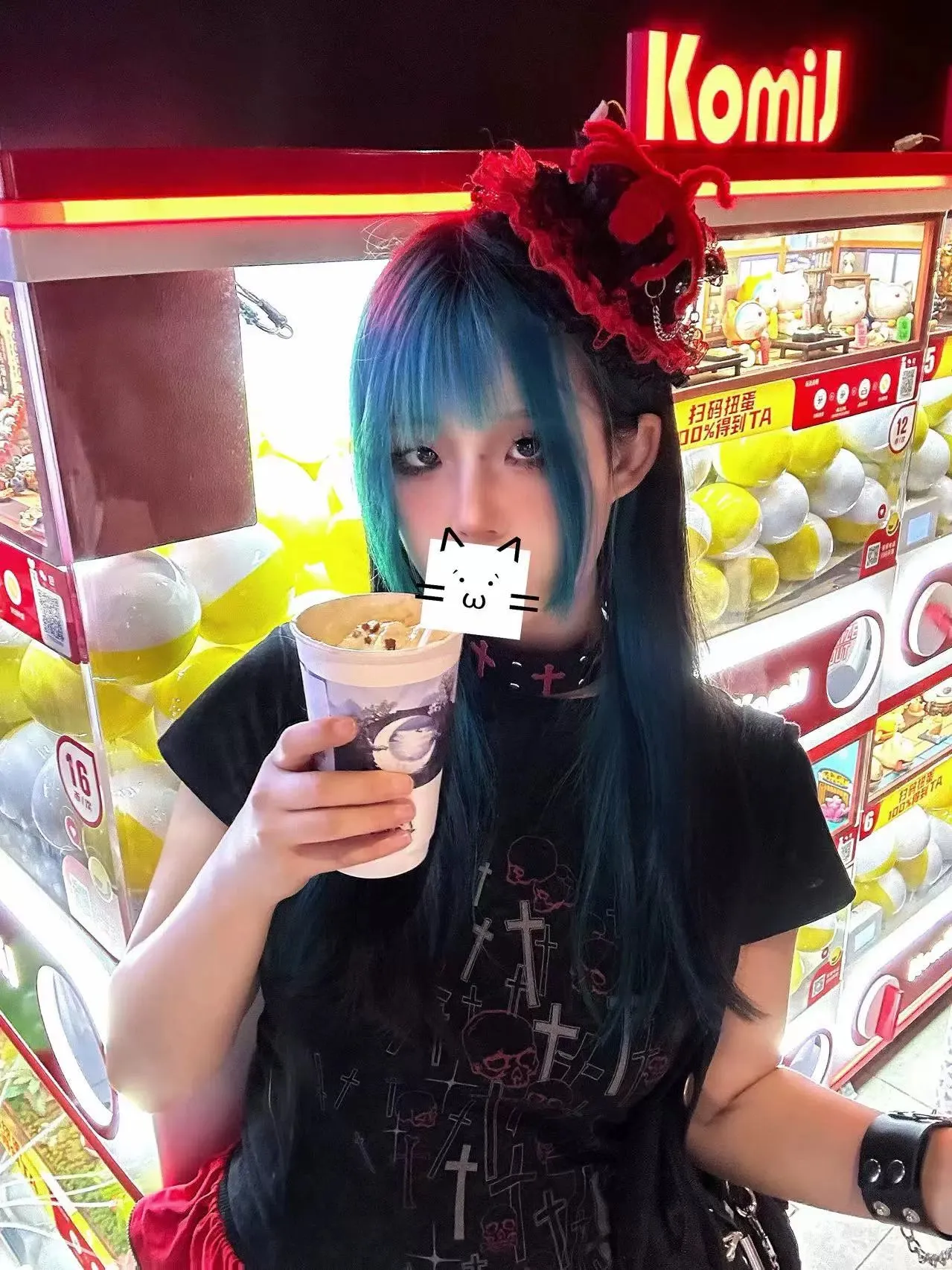Gyaru Short T-shirt Gothic Skull Cross Print Top