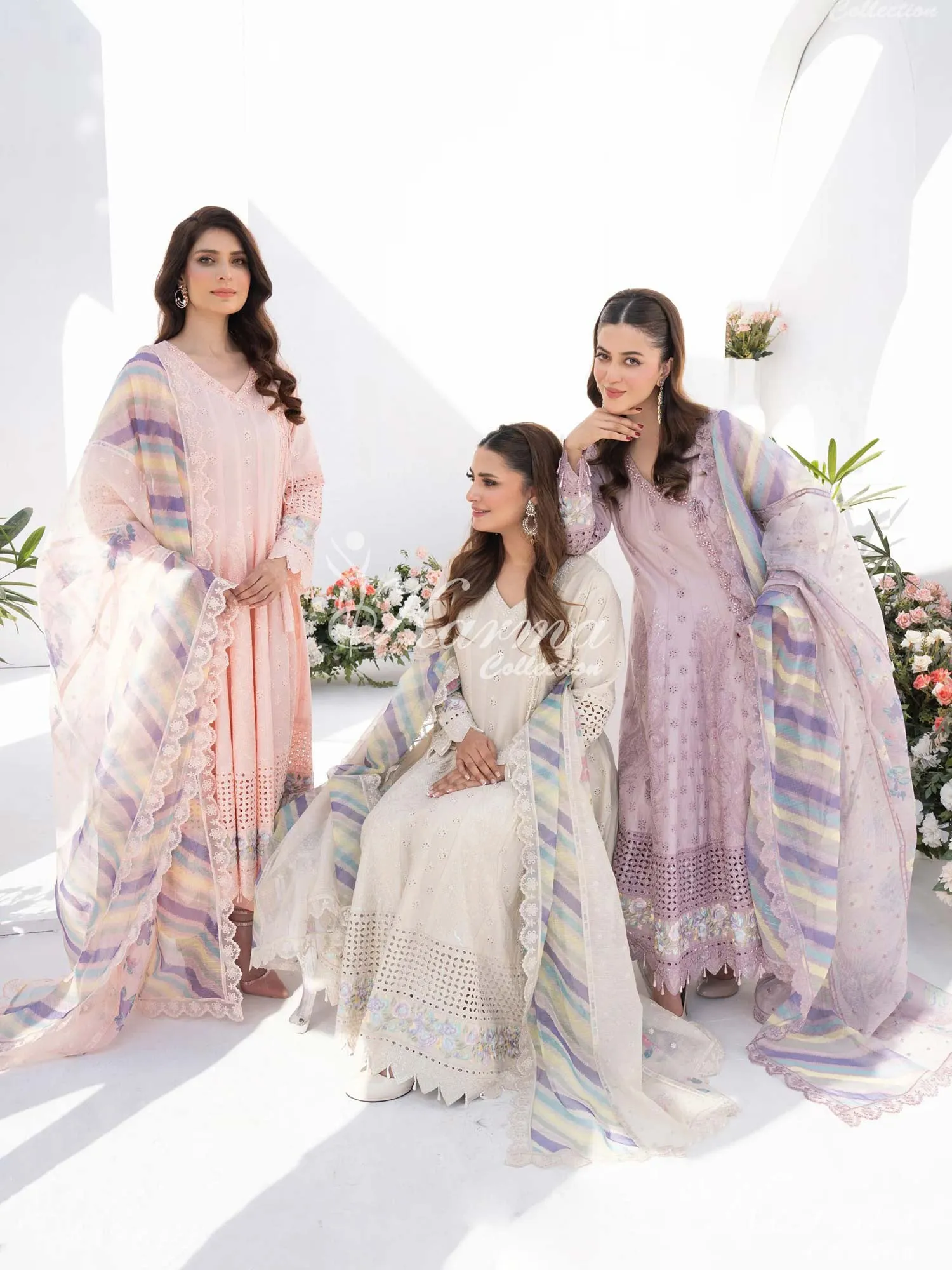 Karma Collection Pink Cotton Frock Embroidered Suit (KC1331)
