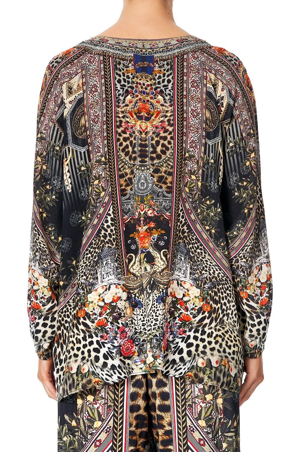 LACE UP BLOUSE MARAIS AT MIDNIGHT