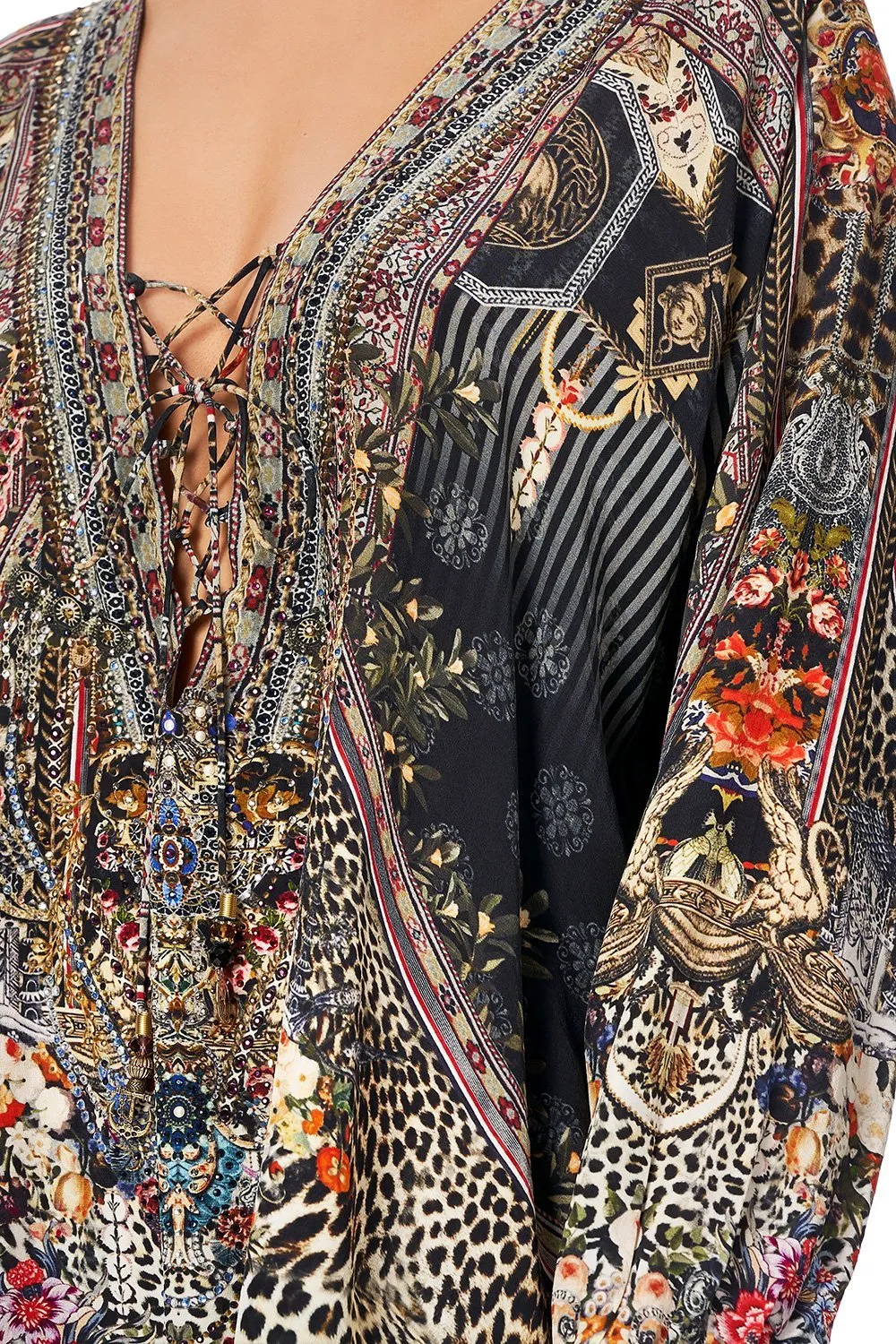 LACE UP BLOUSE MARAIS AT MIDNIGHT