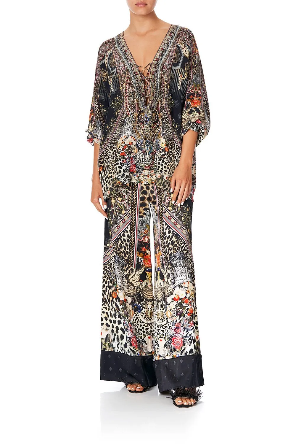 LACE UP BLOUSE MARAIS AT MIDNIGHT