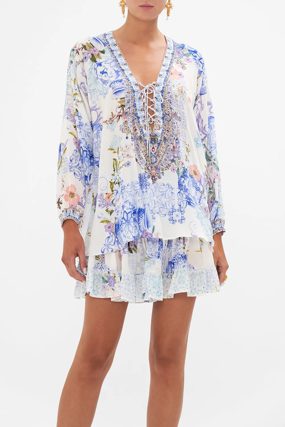 LACE UP BLOUSE PAINT ME POSITANO