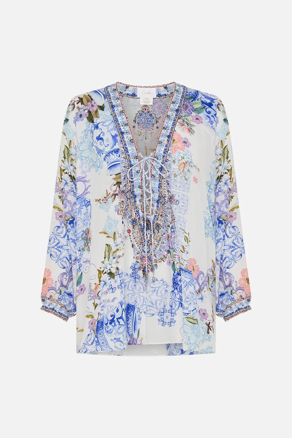 LACE UP BLOUSE PAINT ME POSITANO