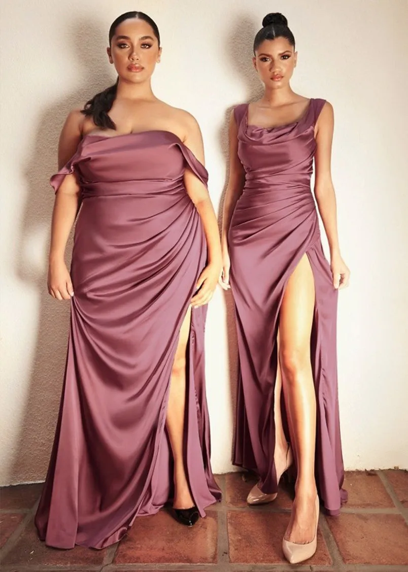 Leeza Satin Off Shoulder Maxi Dress Curve Emerald