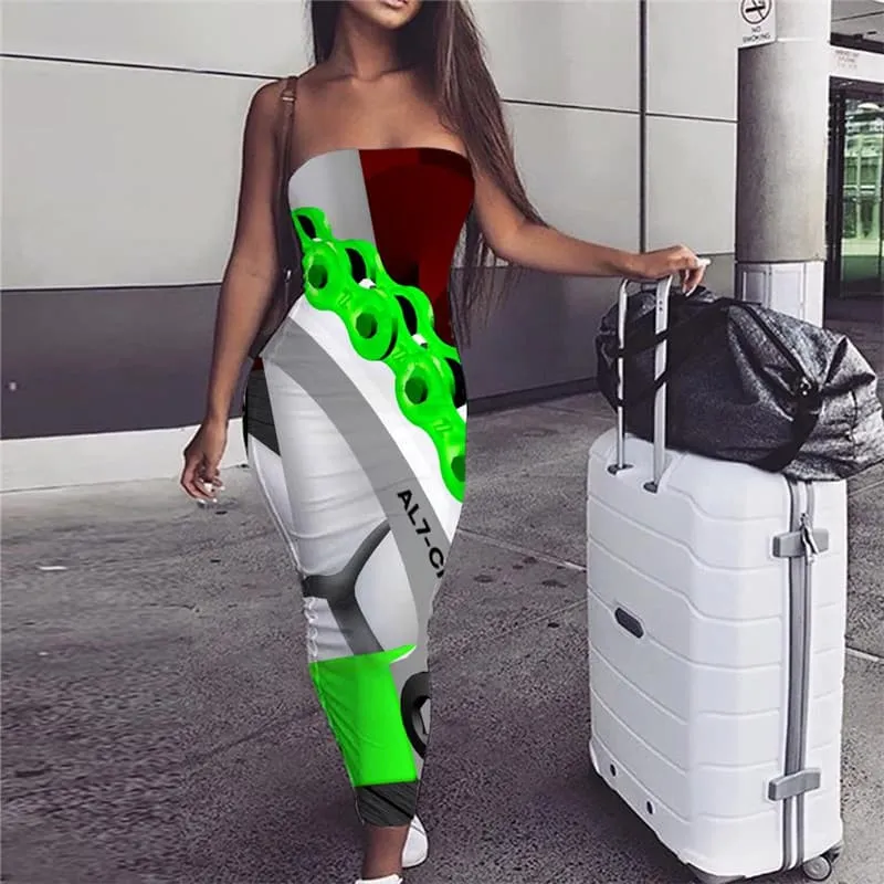 Metal Dress Women Engine Sundress Gear Bodycon Dress Street Ladies Dresses