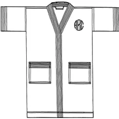 Monogrammed Velour Bathrobe - White Kimono Style