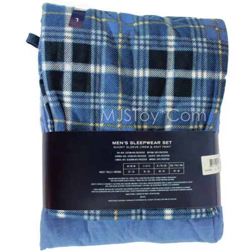 Nautica Men's Pajama Sleepwear Set Short Sleeve Crew Tee & Knit Fleece Pant