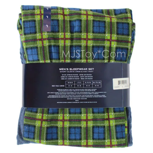 Nautica Men's Pajama Sleepwear Set Short Sleeve Crew Tee & Knit Fleece Pant