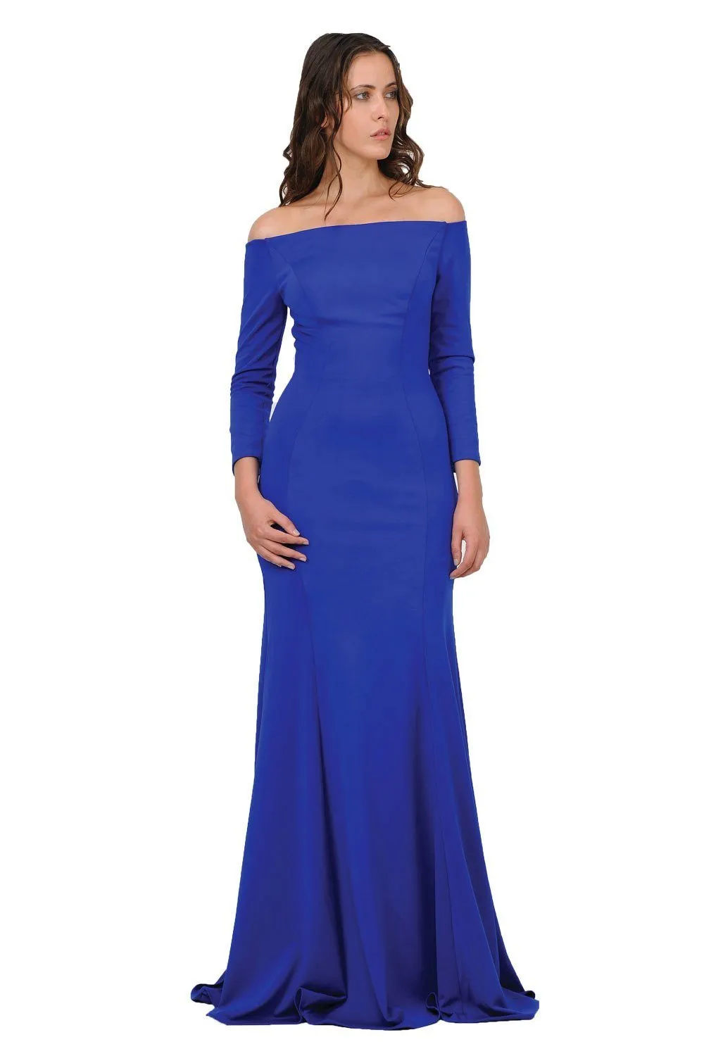 Off the Shoulder Gown with Long Sleeves by Poly USA 8378