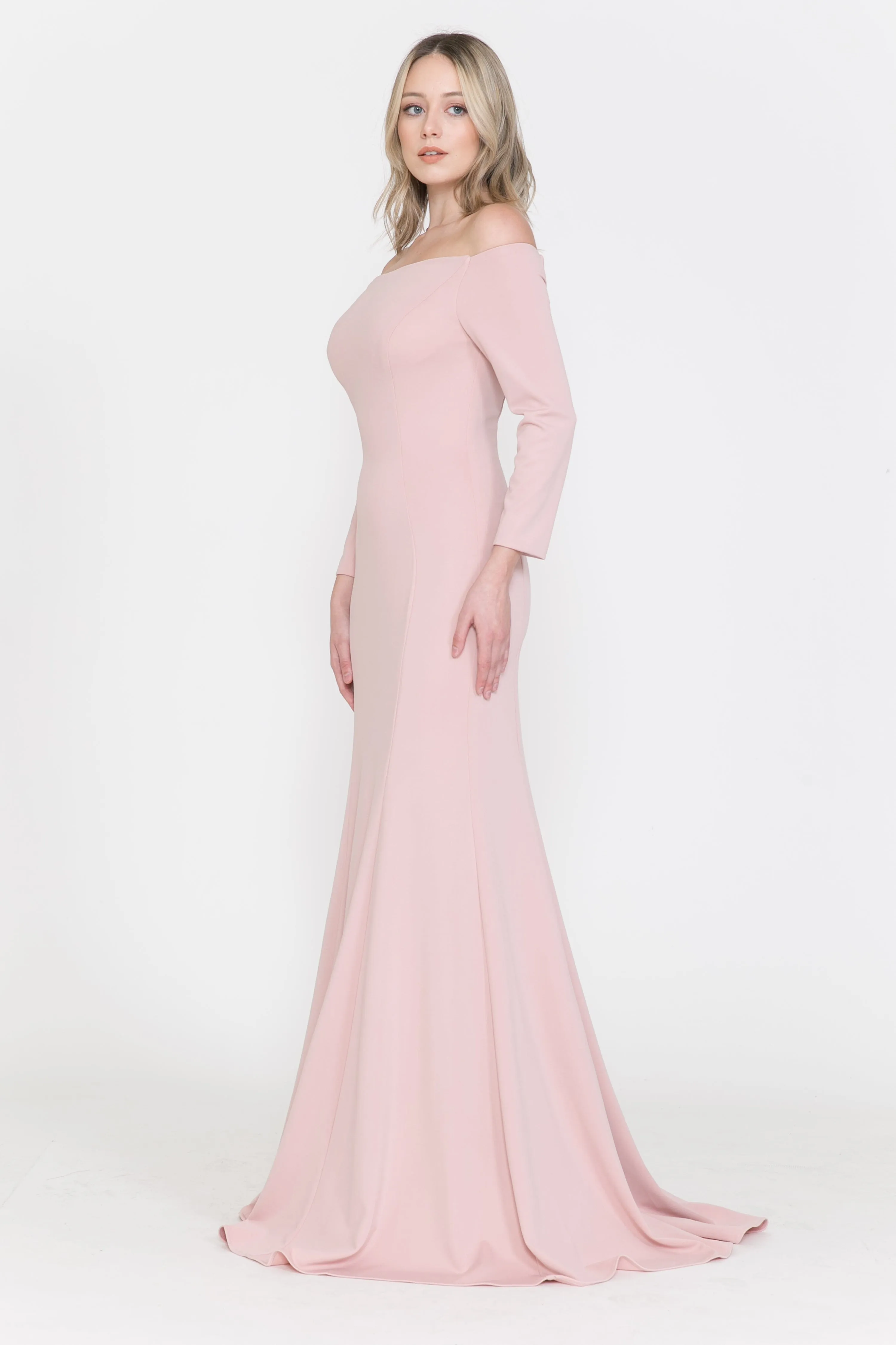 Off the Shoulder Gown with Long Sleeves by Poly USA 8378