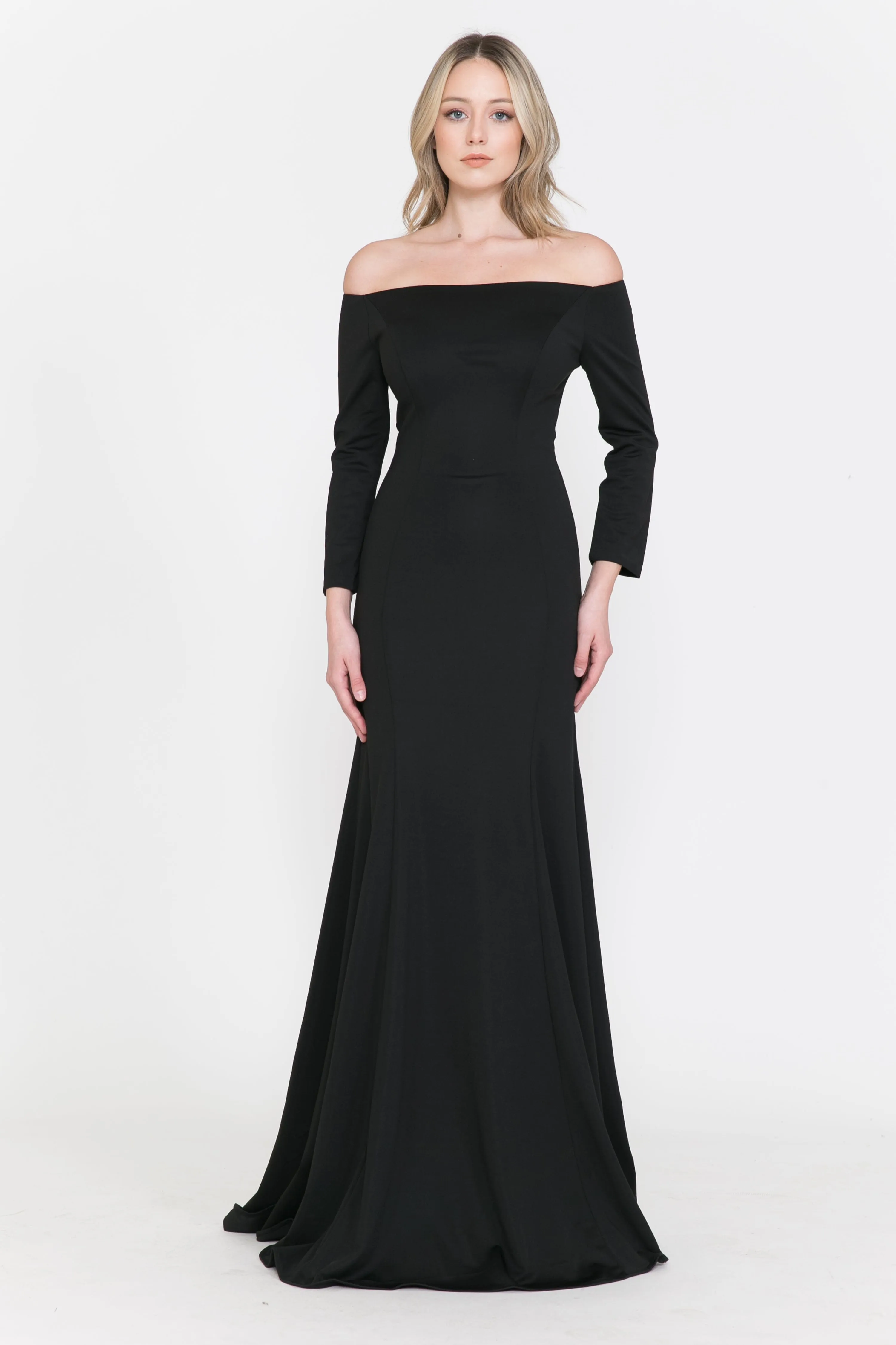 Off the Shoulder Gown with Long Sleeves by Poly USA 8378