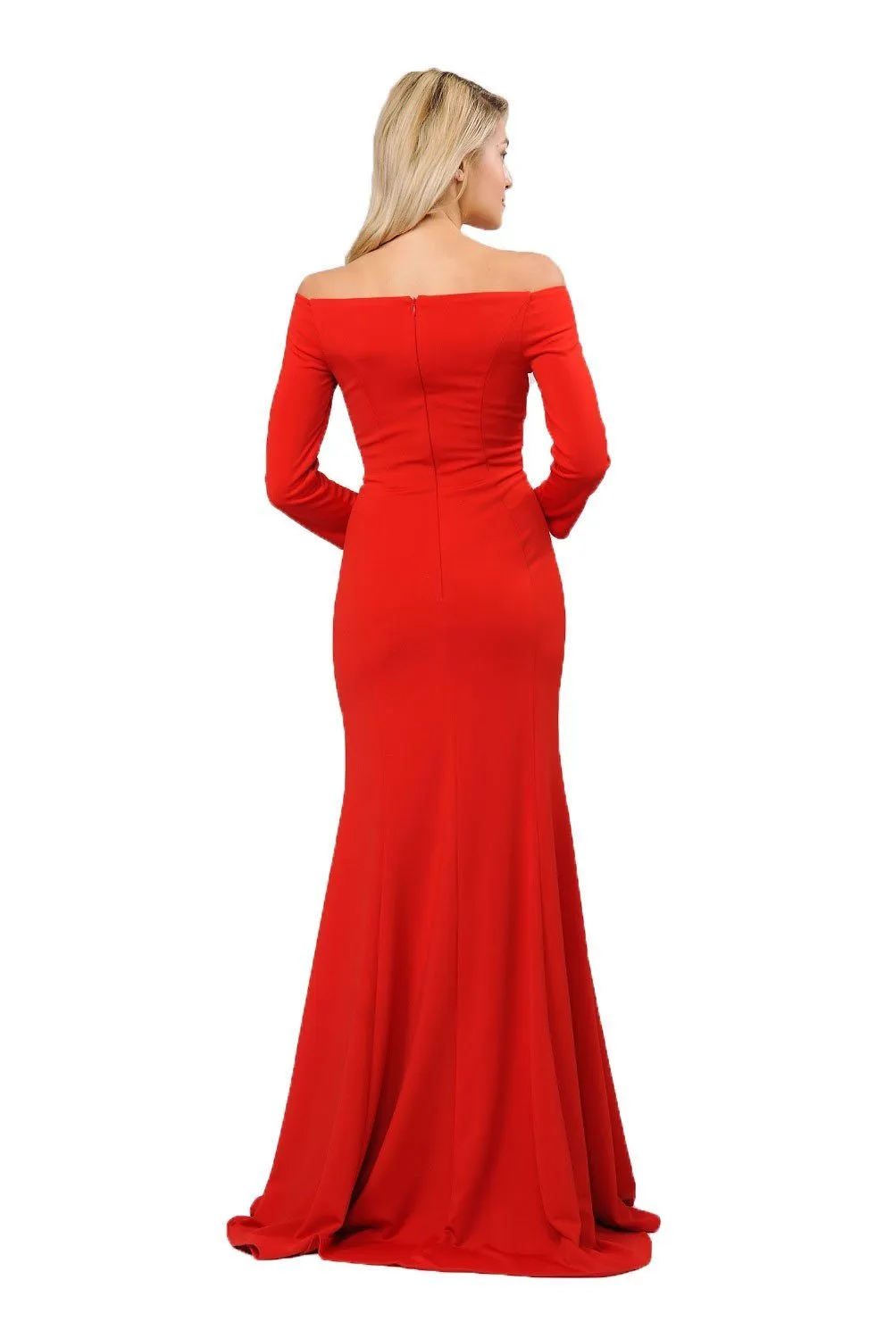 Off the Shoulder Gown with Long Sleeves by Poly USA 8378