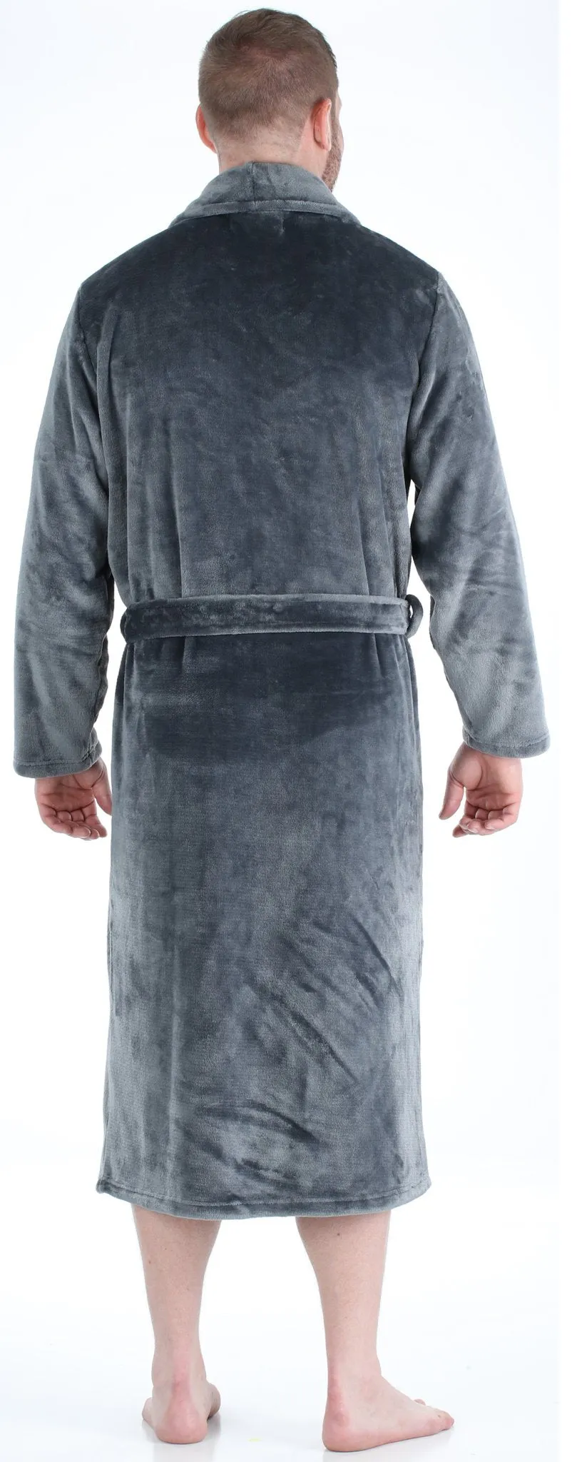 PajamaMania Men’s Plush Fleece Robe Long Sleeve Bathrobe