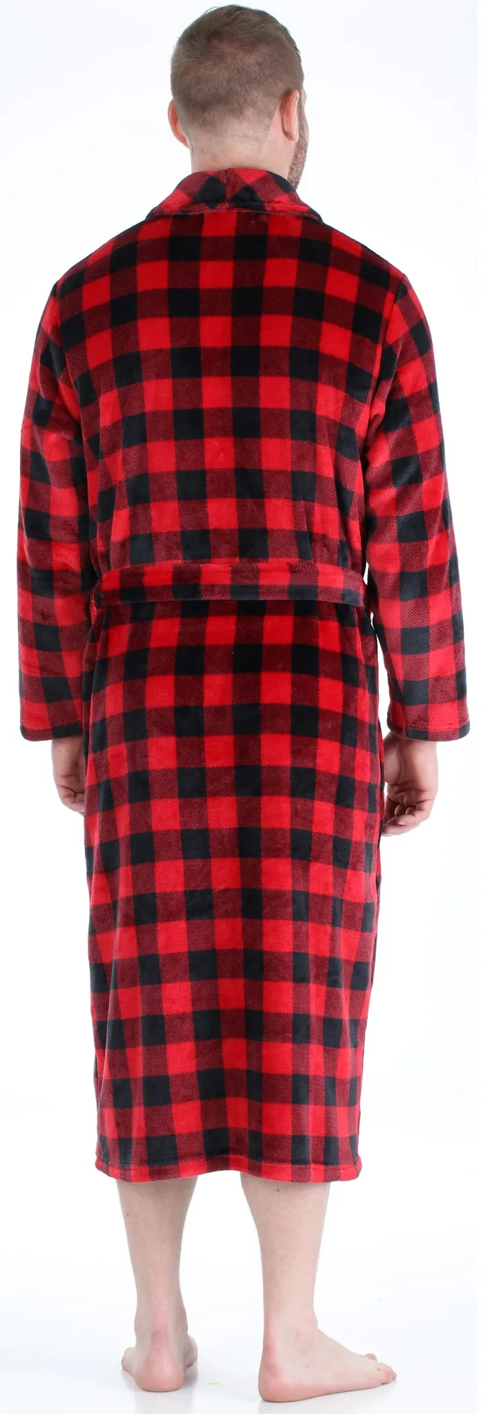 PajamaMania Men’s Plush Fleece Robe Long Sleeve Bathrobe