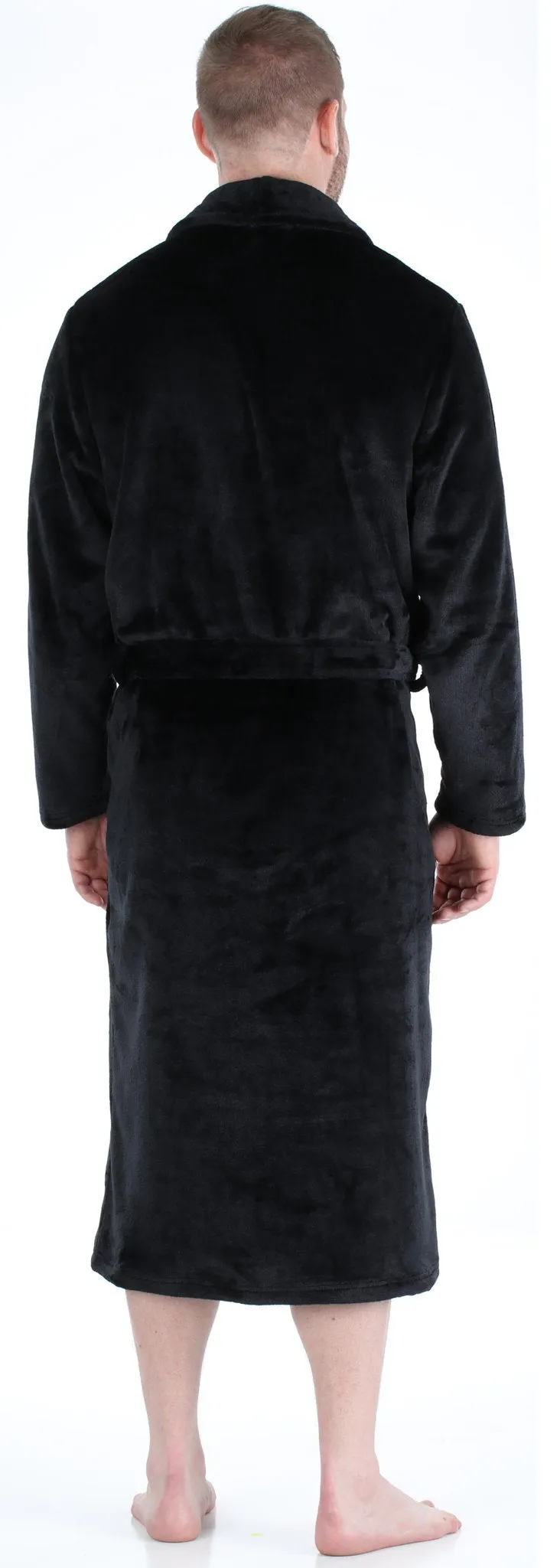 PajamaMania Men’s Plush Fleece Robe Long Sleeve Bathrobe